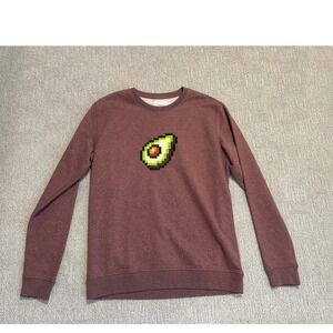 Bricktown‎ Avocado Pixel Art Graphic Crewneck Sweatshirt Pullover Top L